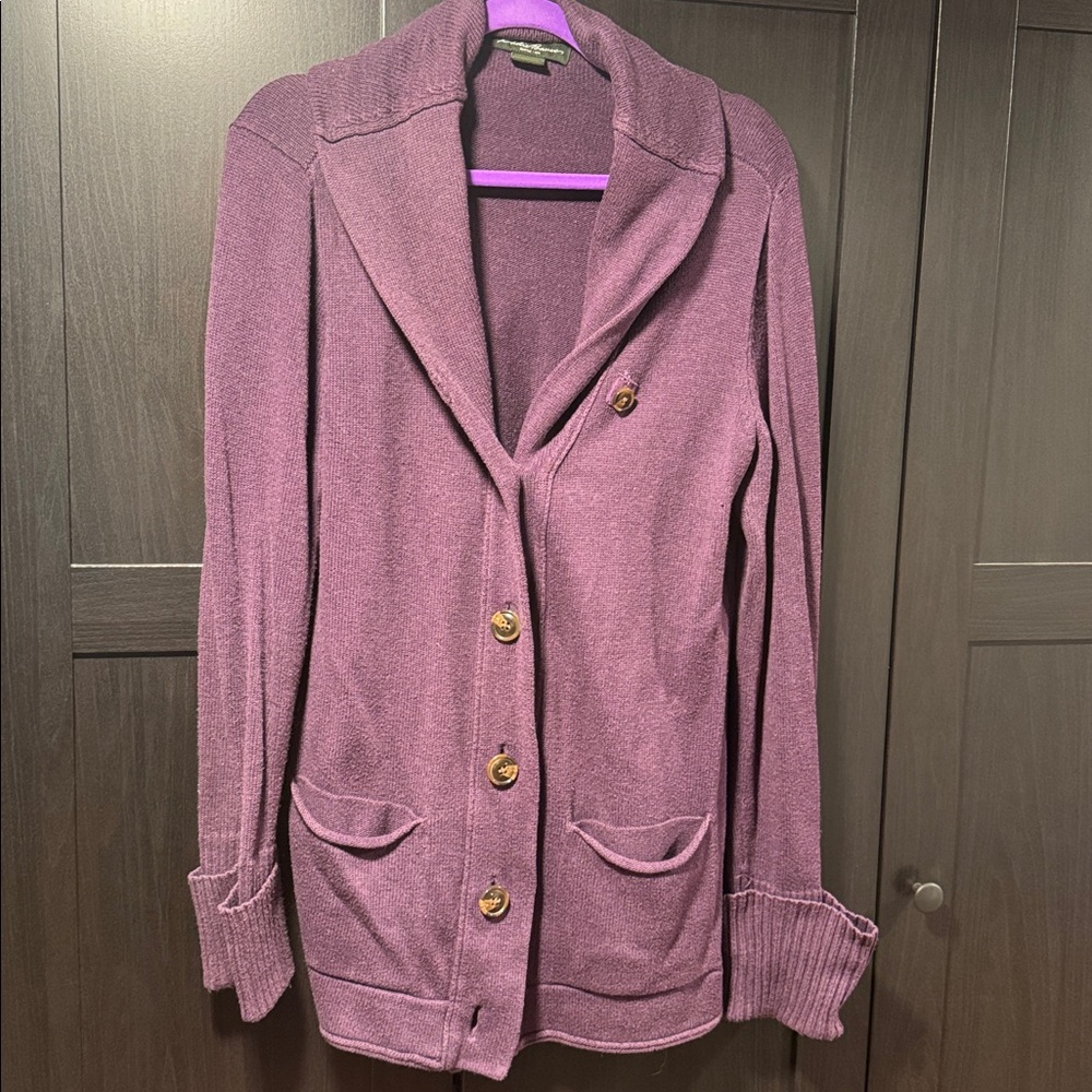 Eddie Bauer Deep Purple Knit Cowl Neck Sweater